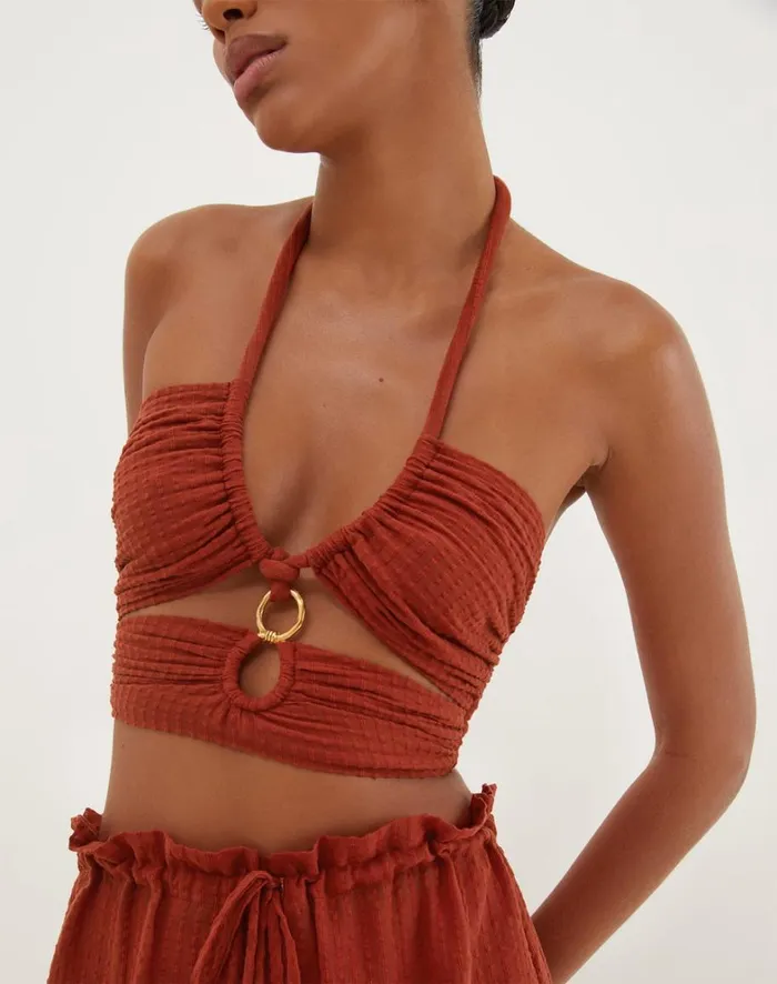 Women ViX Paula Hermanny Matching Sets Marge Detail Top 8211 Redwood