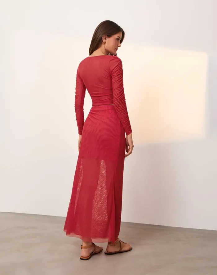 Women ViX Paula Hermanny Matching Sets Mira Long Sleeve Top 8211 Red Poppy