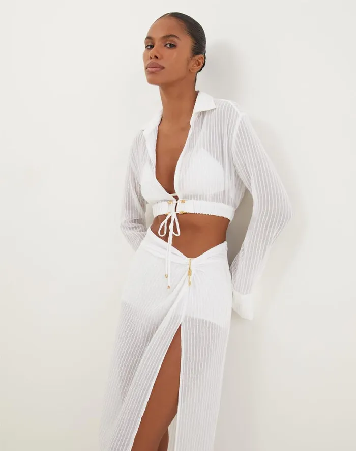 Women ViX Paula Hermanny Tops Alexia Detail Blouse 8211 Off White