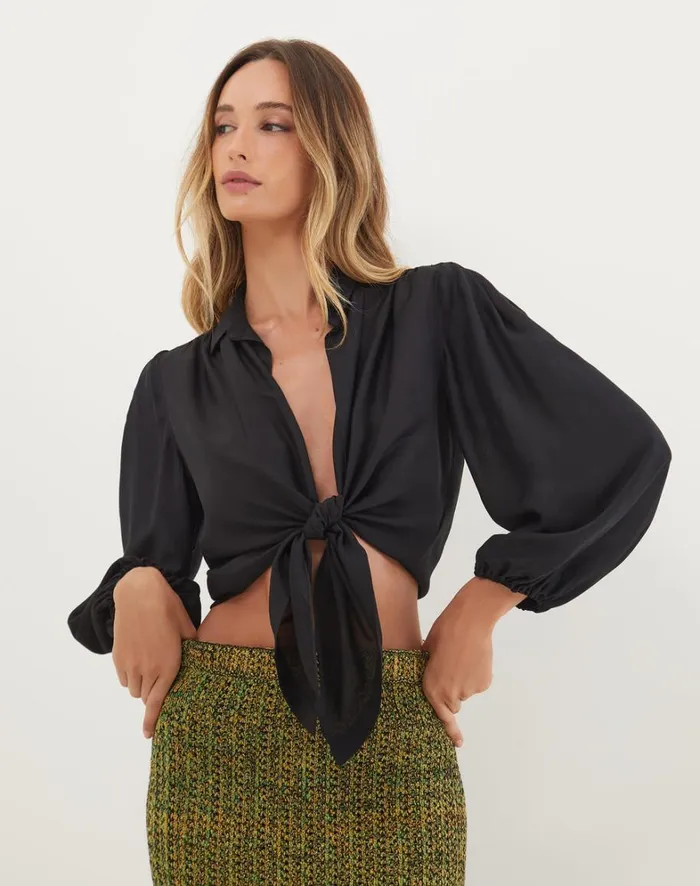 Women ViX Paula Hermanny Tops Erica Blouse 8211 Black