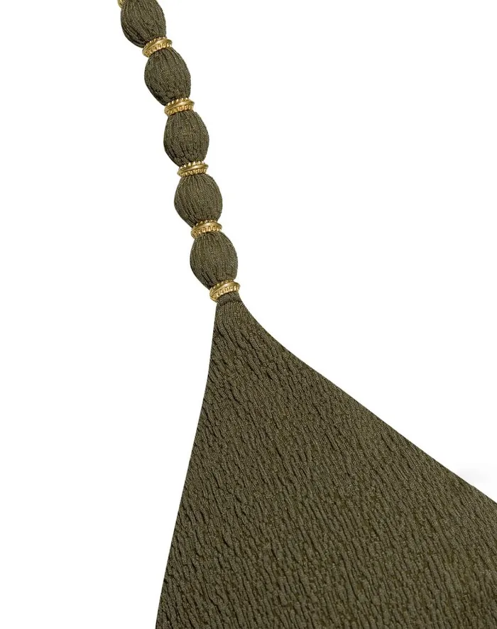 Women ViX Paula Hermanny Tops Firenze Beads Tri Parallel Top 8211 Evergreen