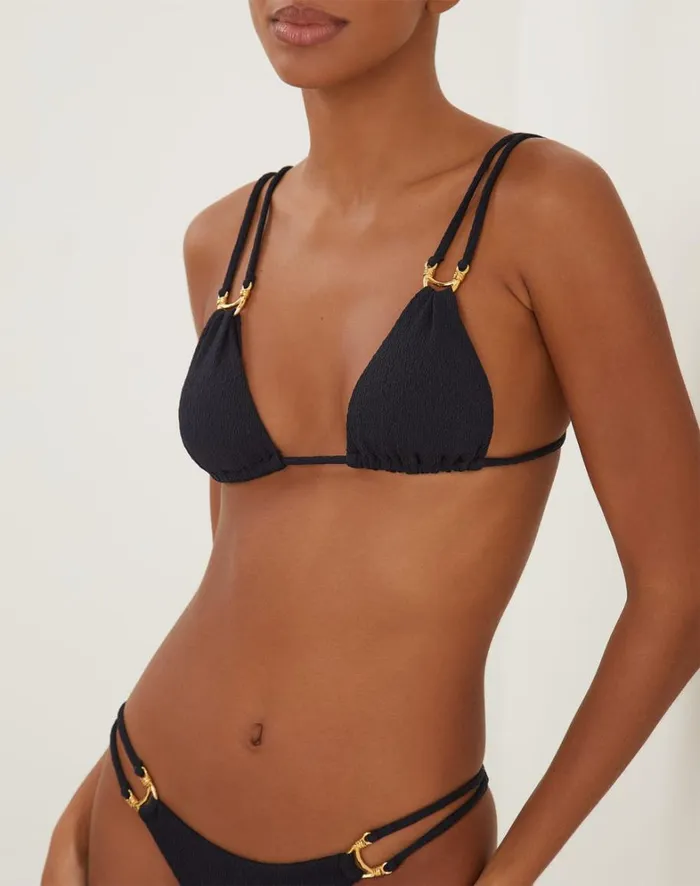 Women ViX Paula Hermanny Tops Firenze Callie Parallel Tri Top 8211 Black