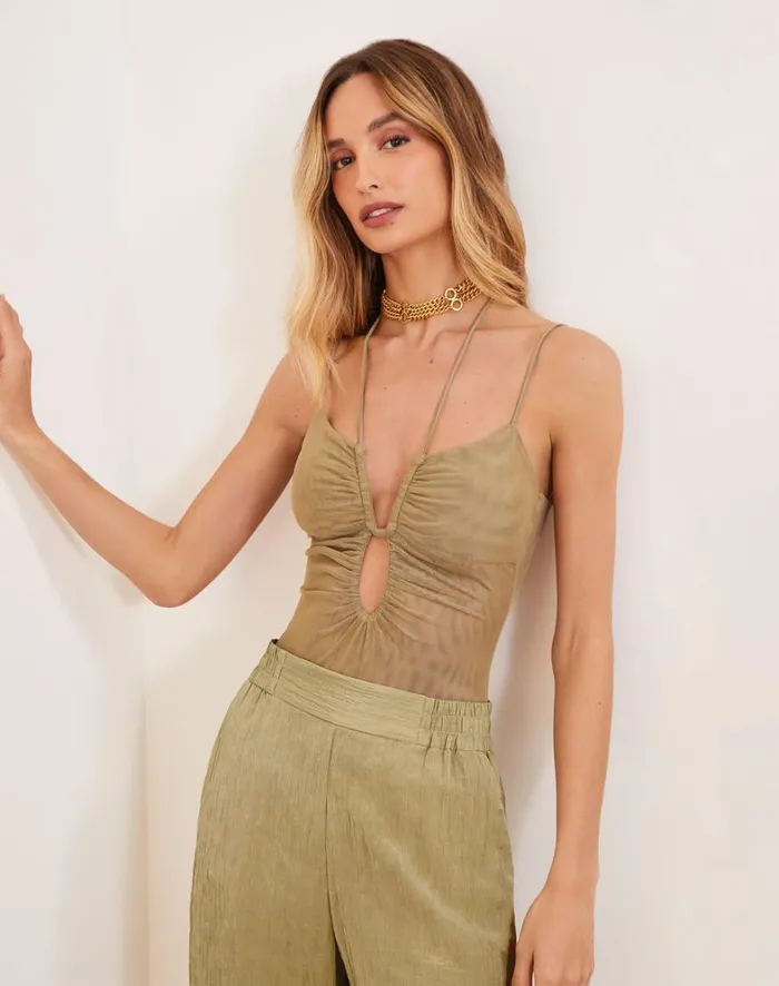 Women ViX Paula Hermanny Tops Misha Bodysuit 8211 Olivine