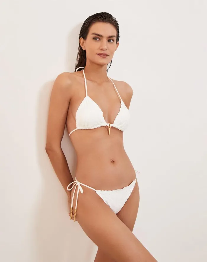 Women ViX Paula Hermanny Tops Scales Diara Ripple Top 8211 Off White