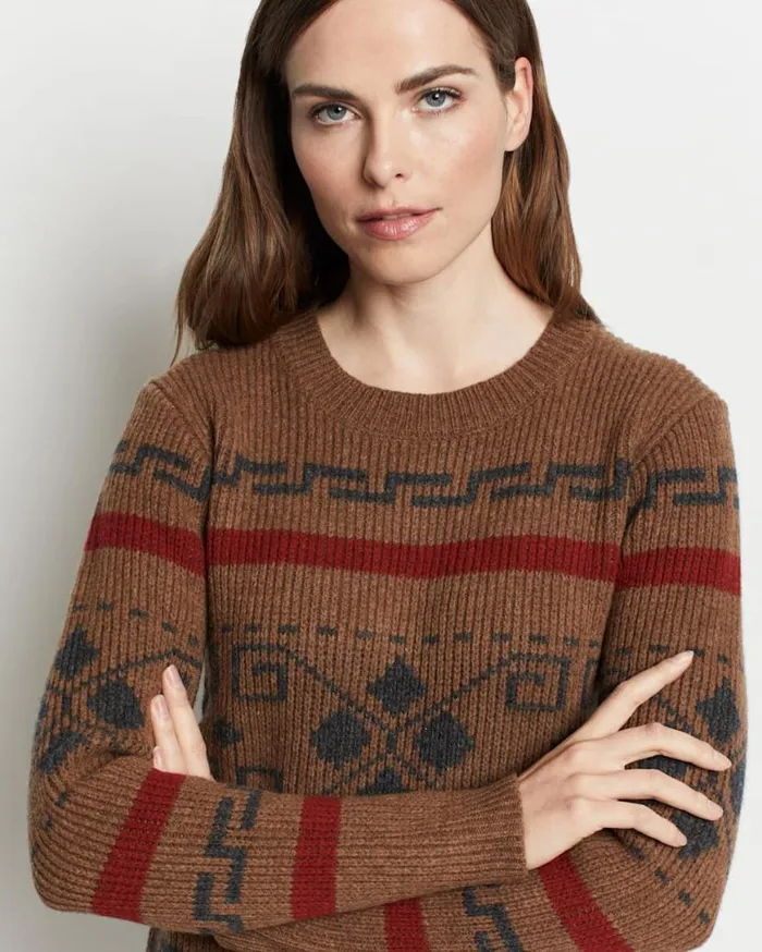 Women WESTERLEY CREWNECK SWEATER Copper Brownred Pendleton Sweaters