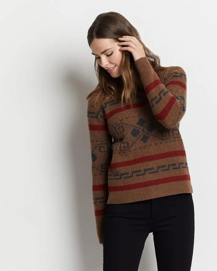 Women WESTERLEY CREWNECK SWEATER Copper Brownred Pendleton Sweaters