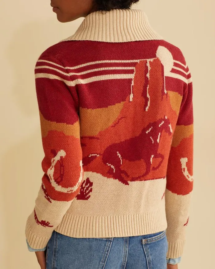 Women WESTERN SCENIC COTTON CARDIGAN Redsand Multi Pendleton Sweaters