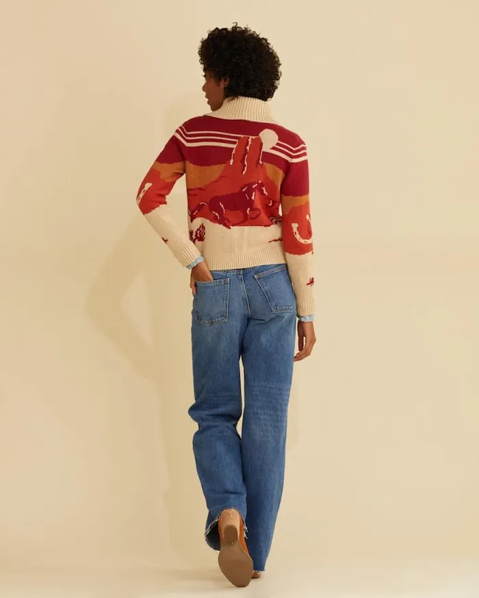 Women WESTERN SCENIC COTTON CARDIGAN Redsand Multi Pendleton Sweaters