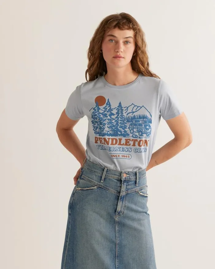 Women WILDERNESS CLUB GRAPHIC TEE Blue Fog Pendleton Tees and Sweatshirts