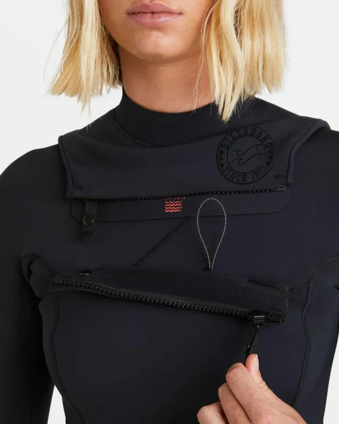 Womens 43mm Salty Dayz Natural Chest Zip Wetsuit Black Billabong Wetsuits
