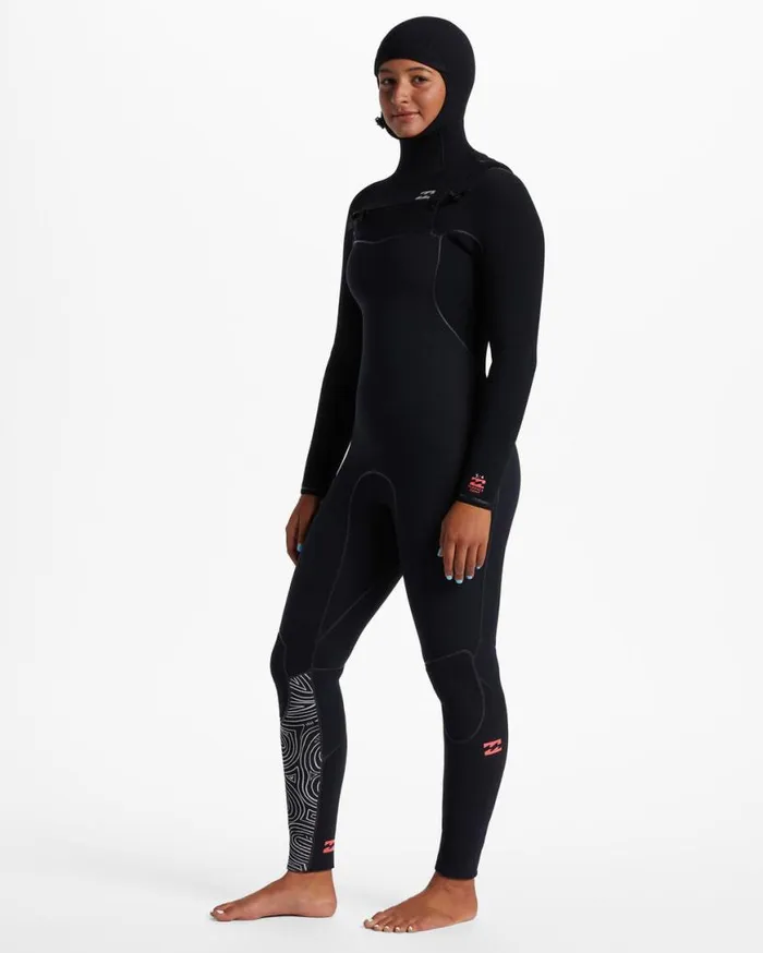 Womens 54 Furnace Chest Zip Hooded Wetsuit Midnight Trails Billabong Wetsuits