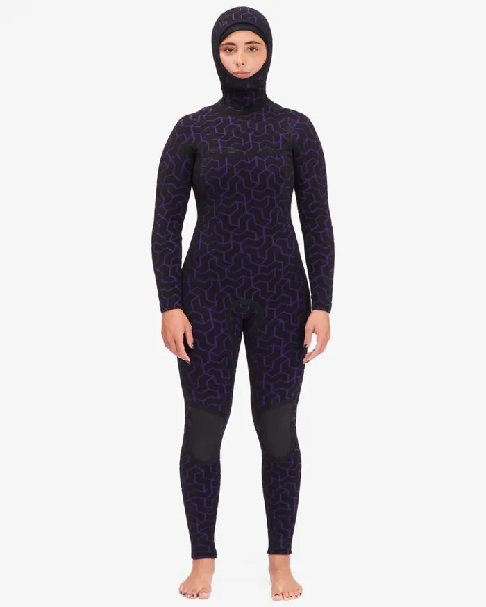 Womens 54 Furnace Chest Zip Hooded Wetsuit Midnight Trails Billabong Wetsuits