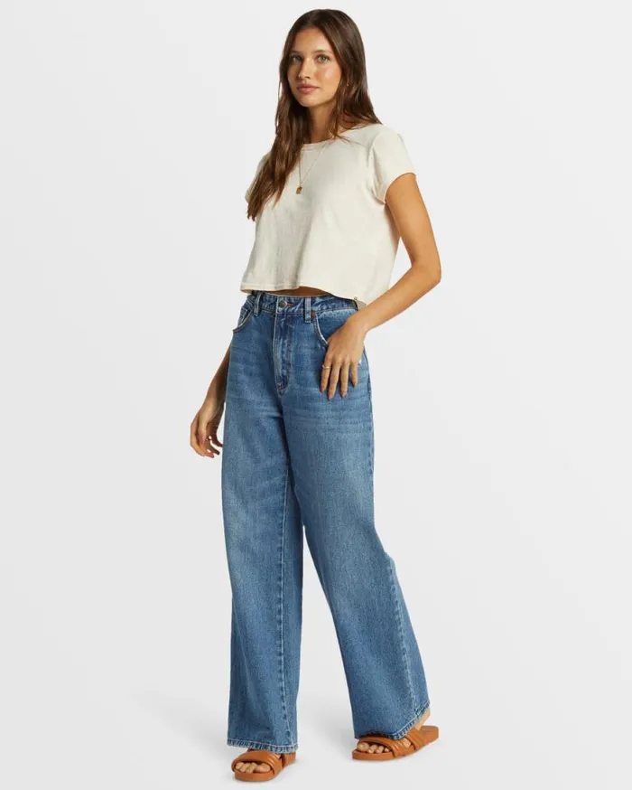Womens Aaliyah Baggy Denim Pant Medium Denim Billabong Jeans and Pants Womens Aaliyah Baggy Denim Pant Medium Denim Billabong Jeans and Pants