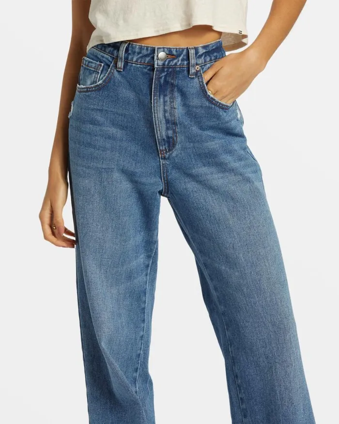Womens Aaliyah Baggy Denim Pant Medium Denim Billabong Jeans and Pants Womens Aaliyah Baggy Denim Pant Medium Denim Billabong Jeans and Pants