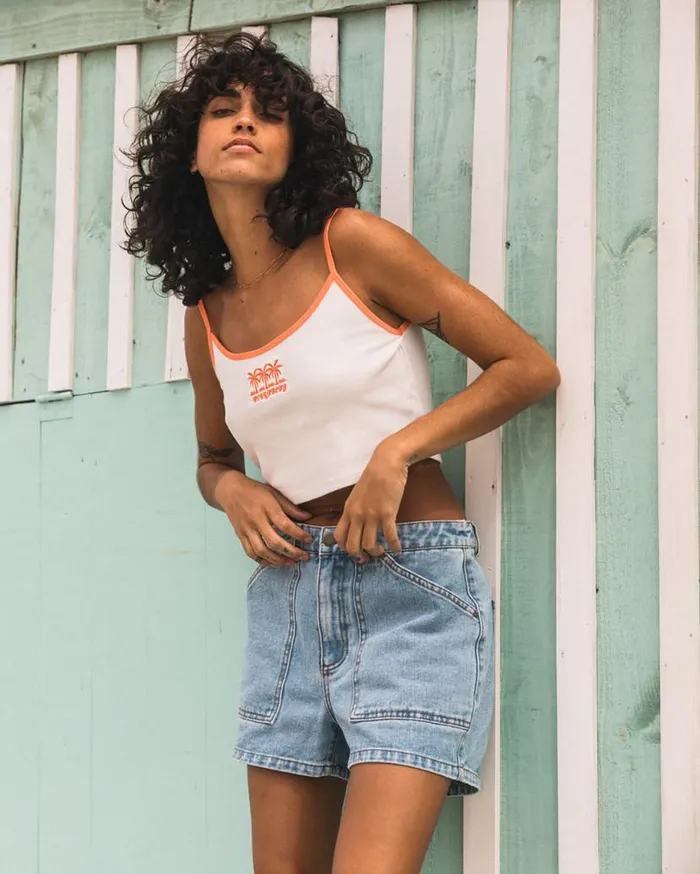 Womens Aloe Cropped Tank Top Salt Crystal Billabong Tops
