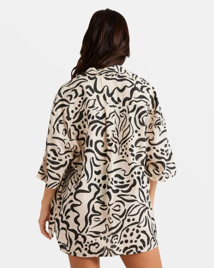 Womens Beach Side Oversized Shirt Dove Billabong Tops Womens Beach Side Oversized Shirt Dove Billabong Tops