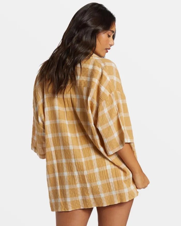 Womens Beach Side Oversized Short Sleeve Shirt Hemp 2 Billabong Tops