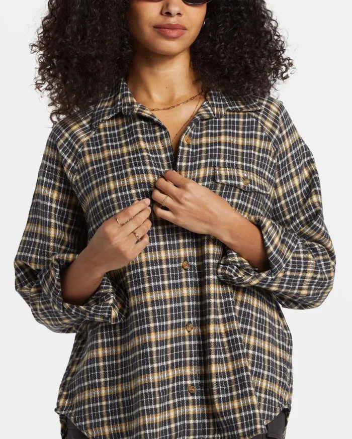 Womens Best Time Long Sleeve Shirt Hemp 2 Billabong Tops