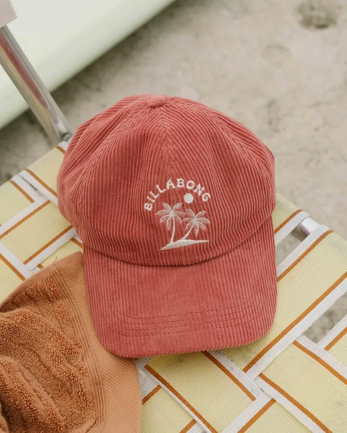 Womens Dad Hat Strapback Hat Red Clay Billabong Hats and Beanies