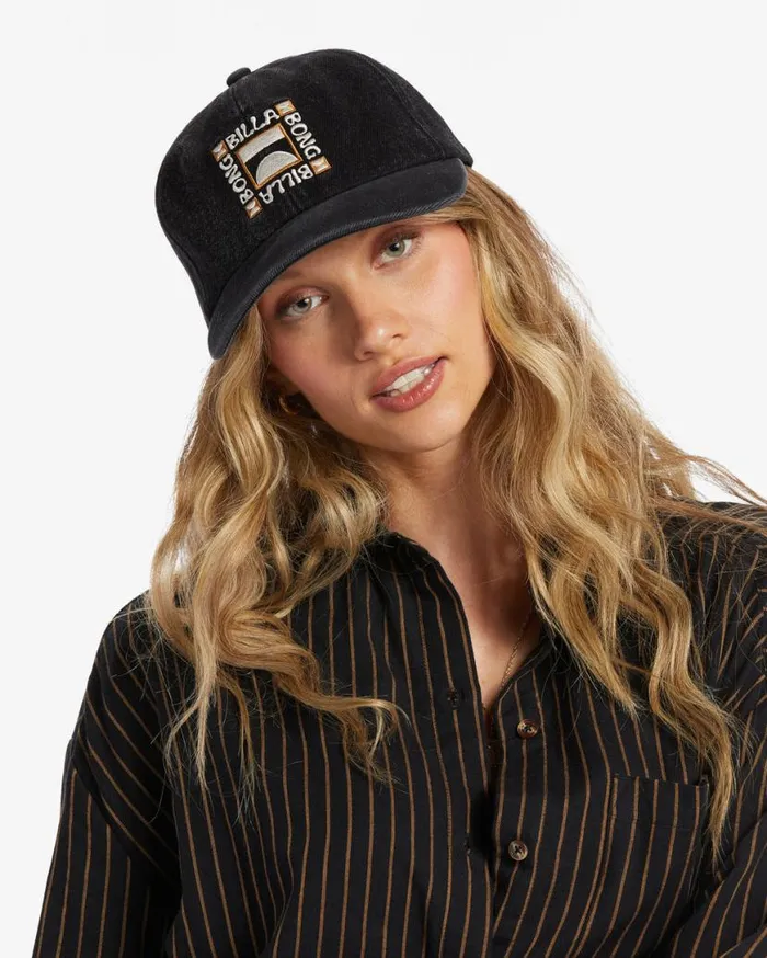 Womens Dad Hat Strapback Hat Washed Black Billabong Hats and Beanies