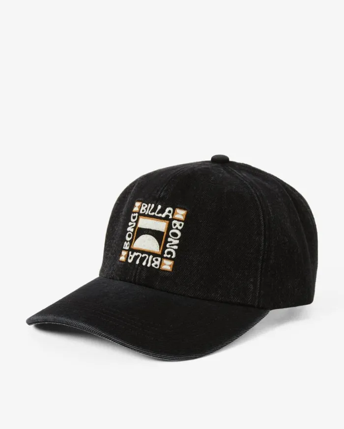 Womens Dad Hat Strapback Hat Washed Black Billabong Hats and Beanies