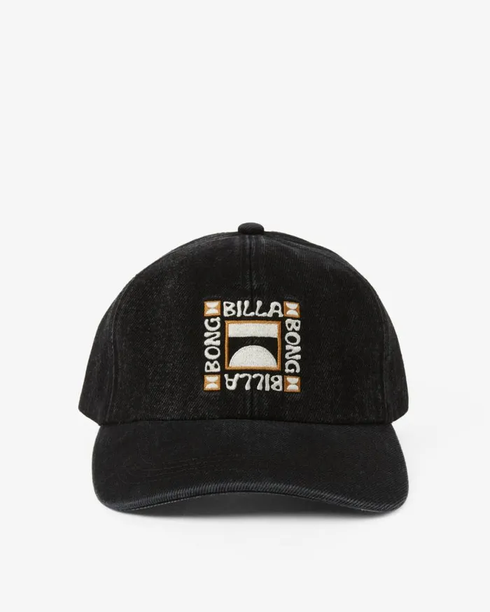 Womens Dad Hat Strapback Hat Washed Black Billabong Hats and Beanies