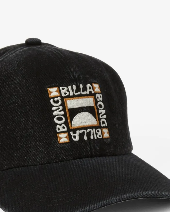 Womens Dad Hat Strapback Hat Washed Black Billabong Hats and Beanies