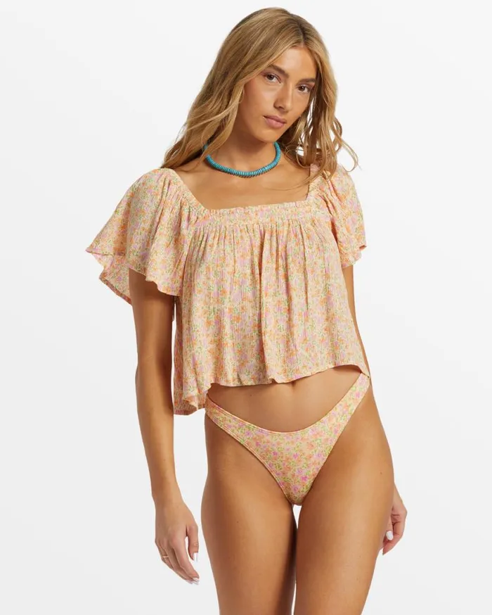Womens Dream Of You Floral Crop Top Pink Dream Billabong Tops