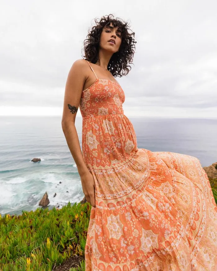 Womens Dream Space Midi Dress Sweet Papaya Billabong Dresses