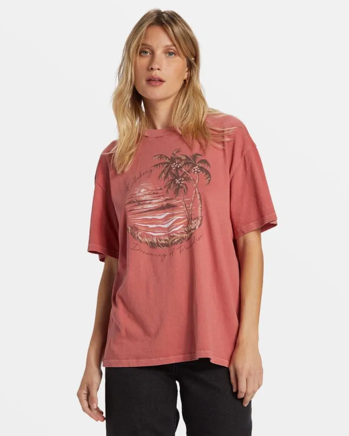 Womens Dreaming Of Paradise TShirt Red Clay Billabong Graphic Tees and Tanks