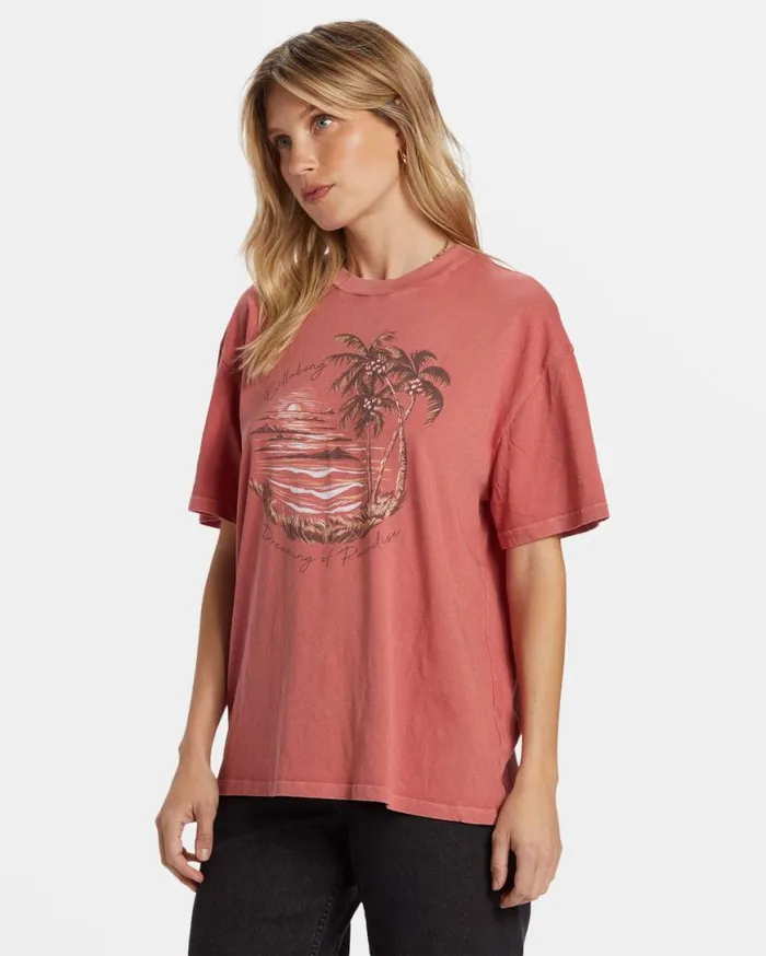 Womens Dreaming Of Paradise TShirt Red Clay Billabong Graphic Tees and Tanks Womens Dreaming Of Paradise TShirt Red Clay Billabong Graphic Tees and Tanks