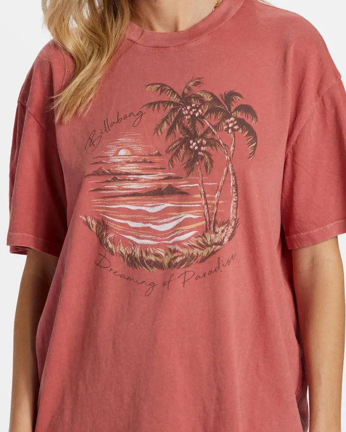 Womens Dreaming Of Paradise TShirt Red Clay Billabong Graphic Tees and Tanks Womens Dreaming Of Paradise TShirt Red Clay Billabong Graphic Tees and Tanks