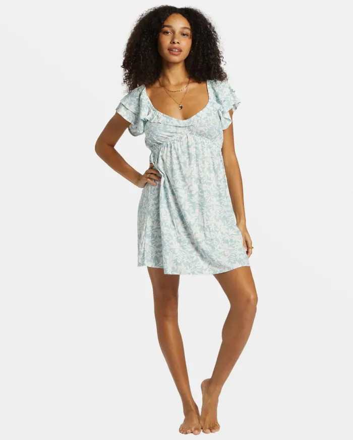 Womens Enchant Me Mini Dress Dusk Blue Billabong Dresses Womens Enchant Me Mini Dress Dusk Blue Billabong Dresses