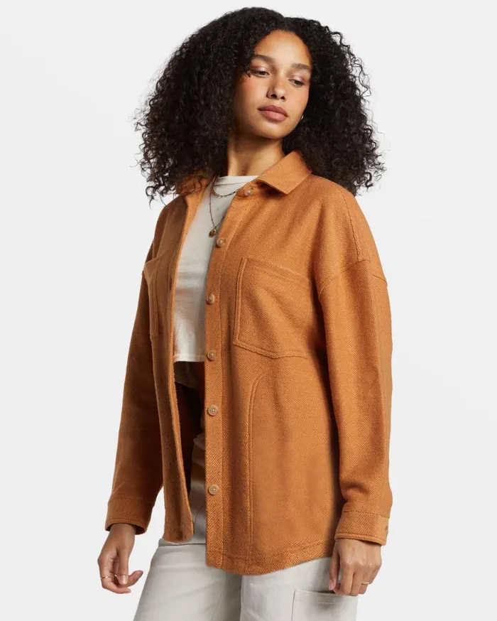 Womens Everytime Oversized Shacket Sandalwood Billabong Jackets Womens Everytime Oversized Shacket Sandalwood Billabong Jackets