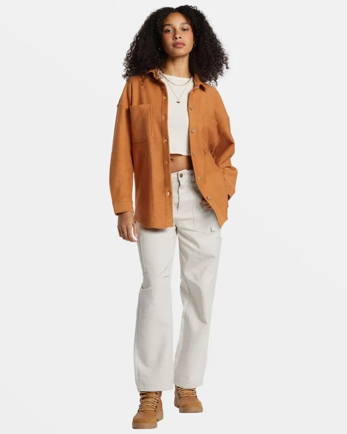 Womens Everytime Oversized Shacket Sandalwood Billabong Jackets Womens Everytime Oversized Shacket Sandalwood Billabong Jackets