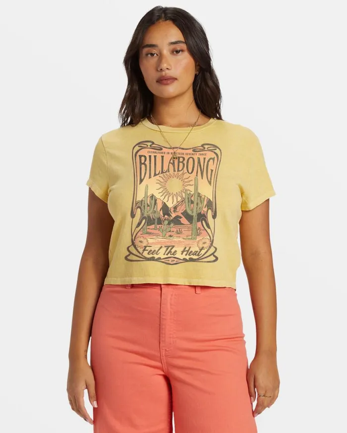 Womens Feel The Heat TShirt Mellow Daze Billabong Graphic Tees and Tanks Womens Feel The Heat TShirt Mellow Daze Billabong Graphic Tees and Tanks