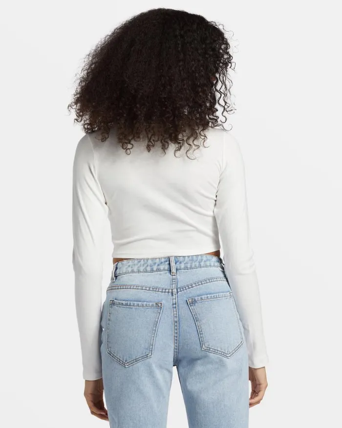 Womens Find Your Coast Long Sleeve Cropped Tshirt Salt Crystal Billabong Tops Womens Find Your Coast Long Sleeve Cropped Tshirt Salt Crystal Billabong Tops