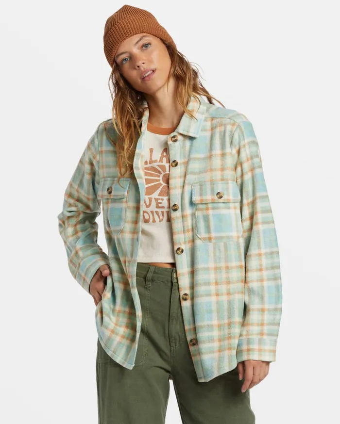 Womens Forge Fleece Shacket Blue Haze Billabong Jackets