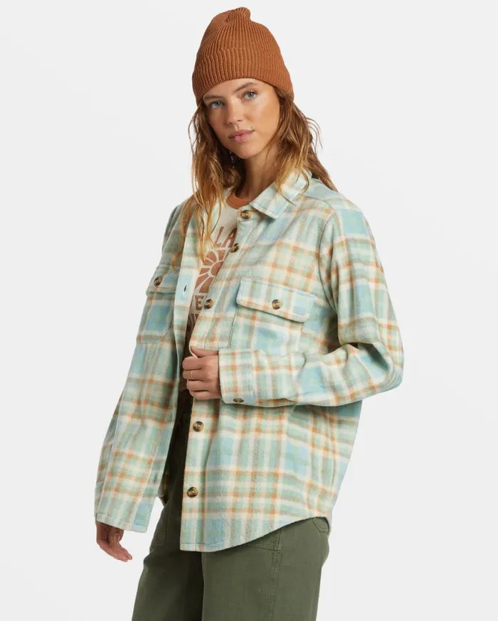 Womens Forge Fleece Shacket Blue Haze Billabong Jackets Womens Forge Fleece Shacket Blue Haze Billabong Jackets
