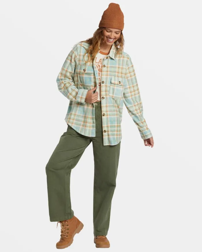 Womens Forge Fleece Shacket Blue Haze Billabong Jackets Womens Forge Fleece Shacket Blue Haze Billabong Jackets
