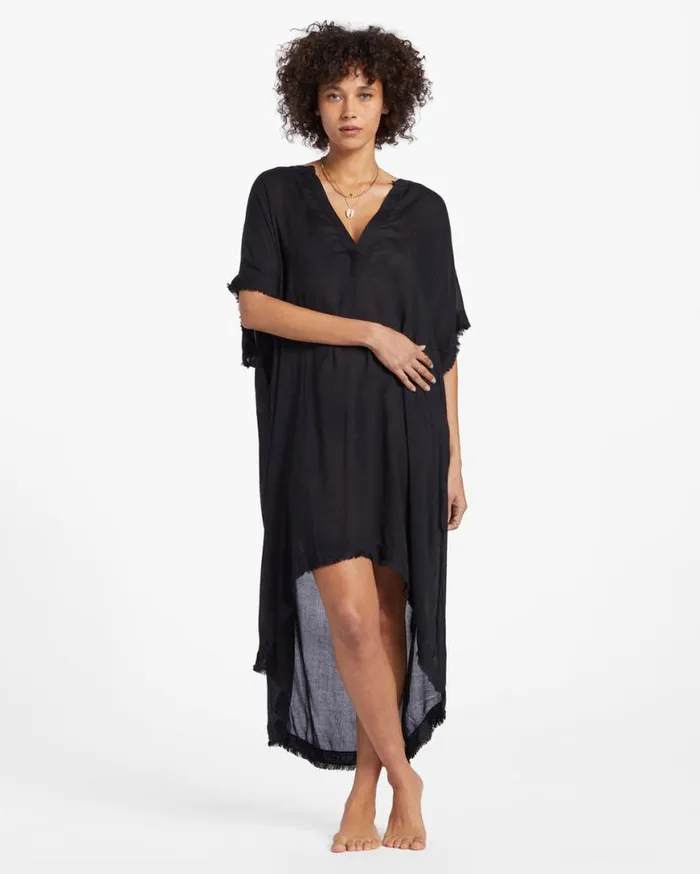 Womens Found Love Midi Beach CoverUp Black Pebble Billabong Dresses
