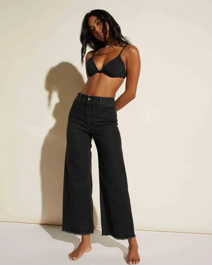 Womens Free Fall HighWaist Pants Black Rinse Billabong Jeans and Pants
