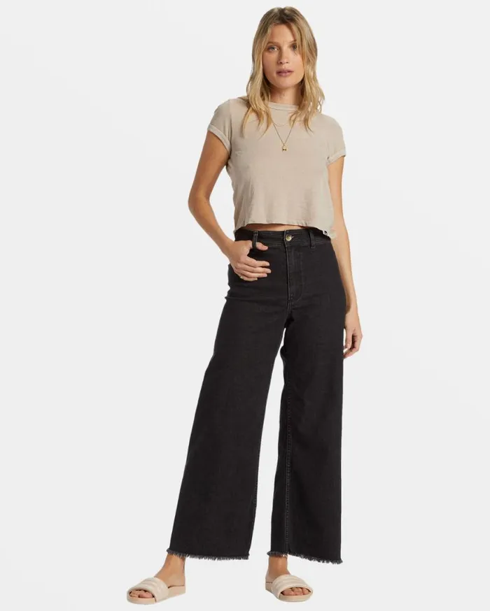 Womens Free Fall HighWaist Pants Black Rinse Billabong Jeans and Pants Womens Free Fall HighWaist Pants Black Rinse Billabong Jeans and Pants