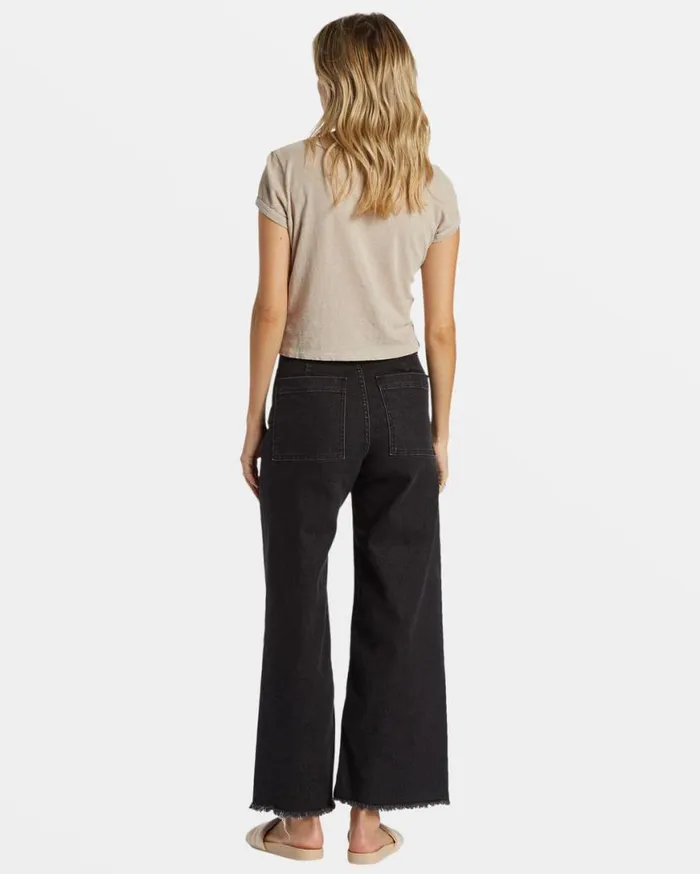 Womens Free Fall HighWaist Pants Black Rinse Billabong Jeans and Pants Womens Free Fall HighWaist Pants Black Rinse Billabong Jeans and Pants