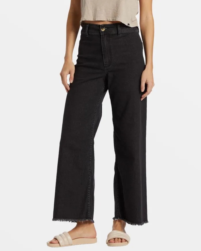Womens Free Fall HighWaist Pants Black Rinse Billabong Jeans and Pants Womens Free Fall HighWaist Pants Black Rinse Billabong Jeans and Pants
