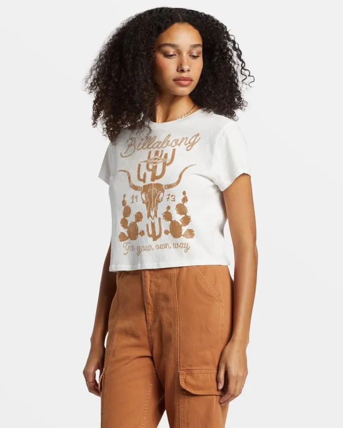 Womens Go Your Own Way TShirt Salt Crystal Billabong Graphic Tees and Tanks Womens Go Your Own Way TShirt Salt Crystal Billabong Graphic Tees and Tanks