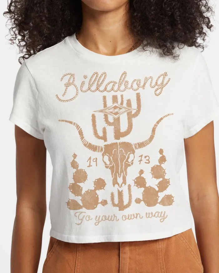 Womens Go Your Own Way TShirt Salt Crystal Billabong Graphic Tees and Tanks Womens Go Your Own Way TShirt Salt Crystal Billabong Graphic Tees and Tanks