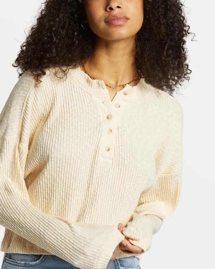 Womens Good Catch Henley Tshirt White Cap Billabong Tops Womens Good Catch Henley Tshirt White Cap Billabong Tops