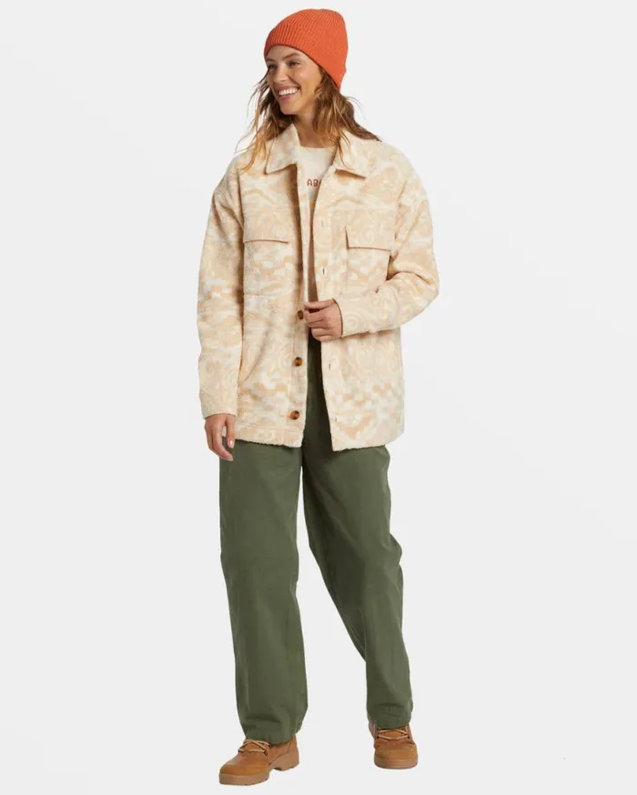 Womens Happy Camper Shacket Button Sweater Wet Sand Billabong Jackets Womens Happy Camper Shacket Button Sweater Wet Sand Billabong Jackets