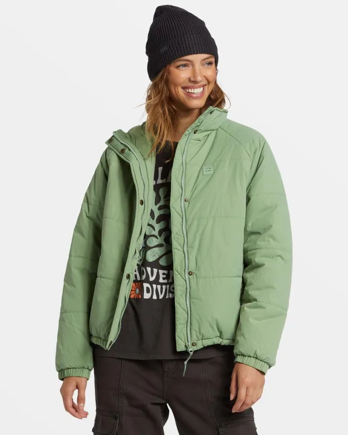 Womens High Route Puffer Jacket Salty Sage Billabong Jackets